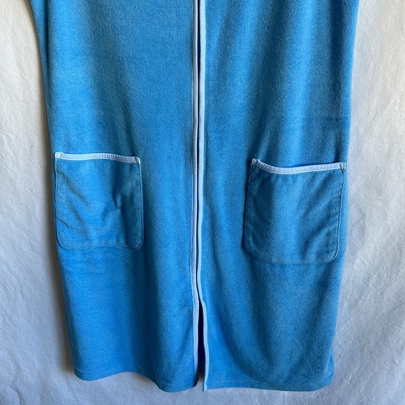 Vintage Karen Neuburger blue terry cloth lounge dress / sleepwear, size L - Picture 3 of 5